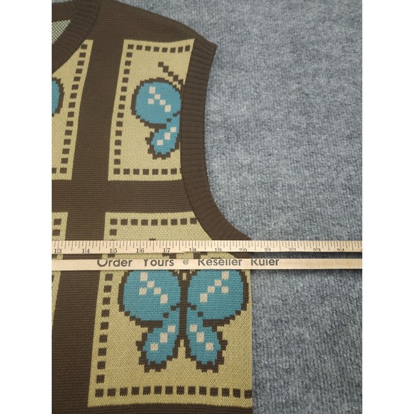 AWAKE NY Sweater Vest Adult Medium Knit Butterfly AOP Unisex Cotton Blend - Picture 9 of 10